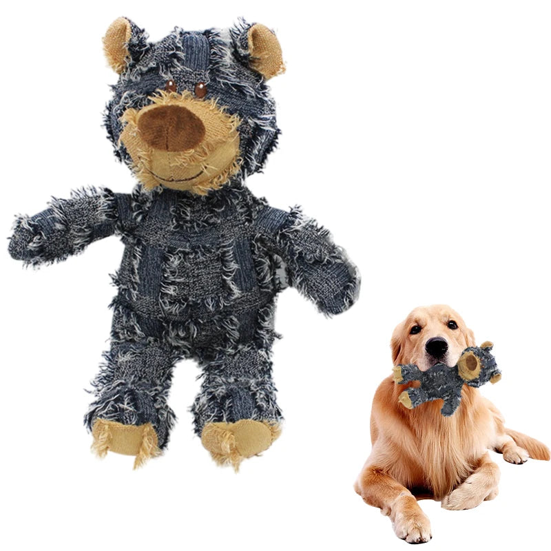 Dog Toy Dog Companion For Heavy Chewers Indestructible Plush Dog Toy For Large Dogs Indestructible Sturdy Bear Dog Squeaky Toy