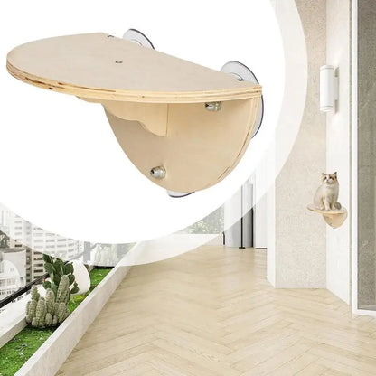 Cat Window Perch Space Saving Window Cat Seat Kitten Climbing Wood Window Shelf with 3 Suction Cups Cats Play Climb Seat for