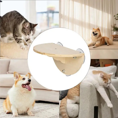Cat Window Perch Space Saving Window Cat Seat Kitten Climbing Wood Window Shelf with 3 Suction Cups Cats Play Climb Seat for